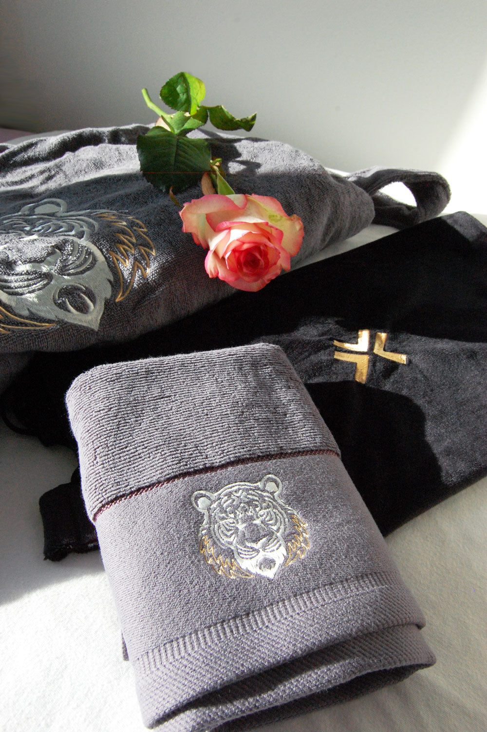 LEGACY Bademantel Dunkelgrau Set